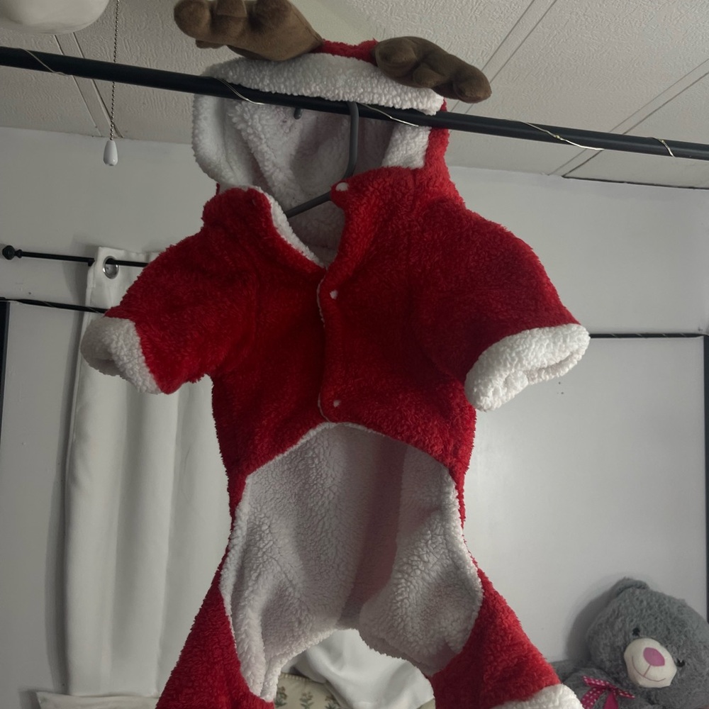 Red and White Reindeer dog Onesie